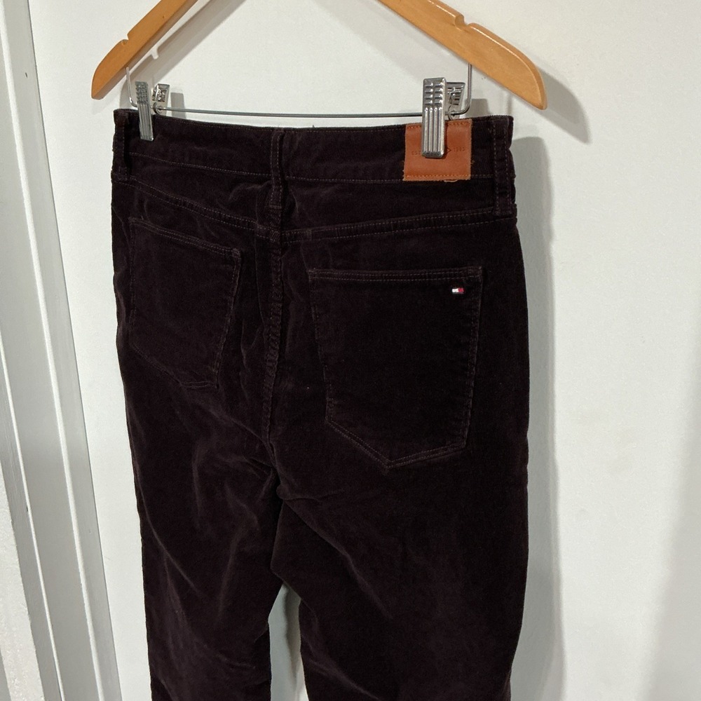 Tommy Hilfiger Tribeca Corduroy Maroon Straight Ankle Pants J3HK0554 Womens 10 - Picture 5 of 11